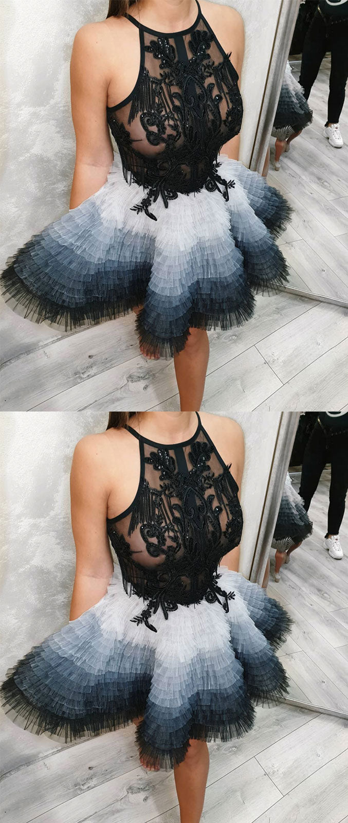 Cute tulle lace short prom dress, cute homecoming dress - shdress