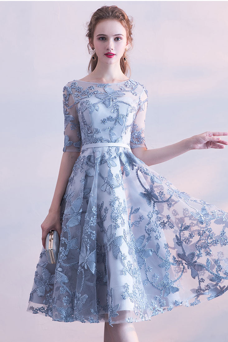 blue tulle lace short prom dress, blue homecoming dress shdress blue tulle lace short prom dress, blue homecoming dress shdress