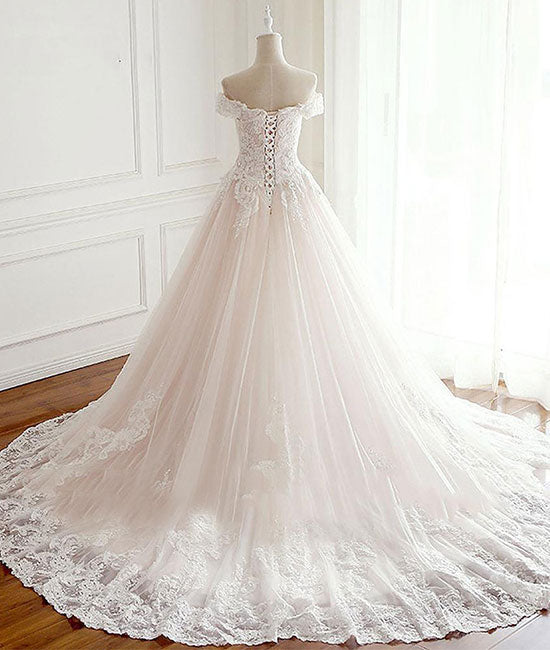 
                  
                    Unique lace tulle long wedding dress, lace long bridal dress - shdress
                  
                