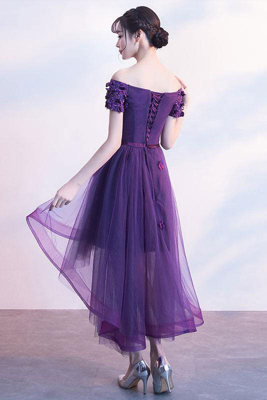 purple prom dress short front long back Primavera Open-Back Long Sequin Prom Dress