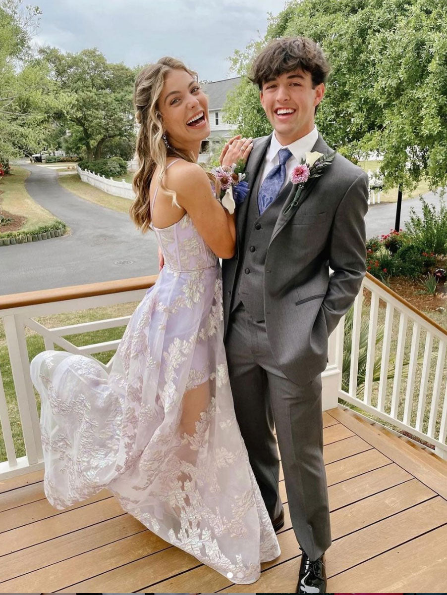 Light purple tulle lace long prom dress purple evening dress shdress Light purple tulle lace long prom dress purple evening dress shdress