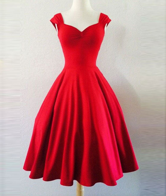 Simple Red sweetheart short prom dress, homecoming dress - shdress