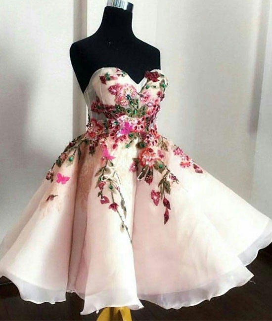 Cute sweetheart applique short prom dress, cute homecoming dress - shdress