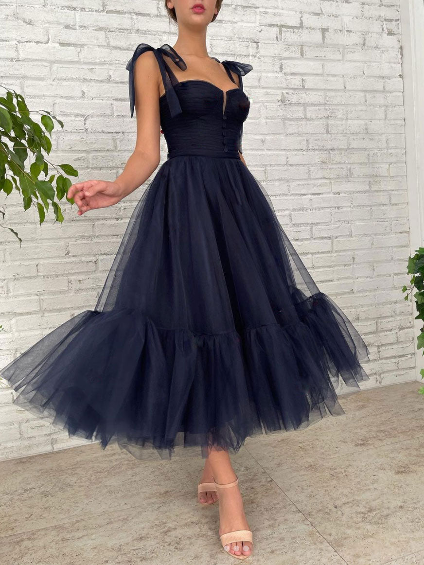 Dark blue tulle short prom dress, blue tulle bridesmaid dress shdress Dark blue tulle short prom dress, blue tulle bridesmaid dress shdress