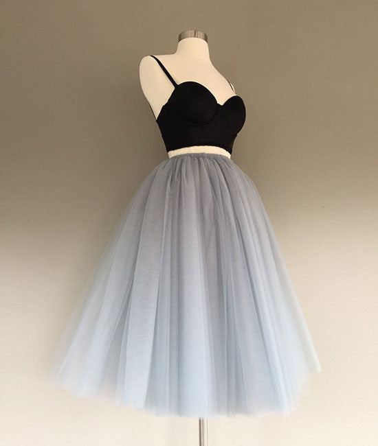 Tulle Short Two Piece Homecoming Dresses Gray Tulle Two Pieces Short Prom Dresses, Cute Homecoming Dress Tulle Short Two Piece Homecoming Dresses Gray Tulle Two Pieces Short Prom Dresses, Cute Homecoming Dress