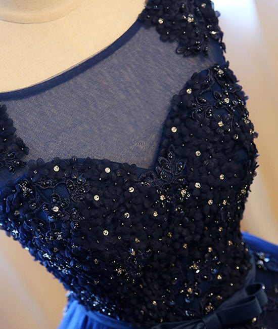 Dark blue tulle lace long prom dress, dark blue sweet 16 dress shdress Dark blue tulle lace long prom dress, dark blue sweet 16 dress shdress