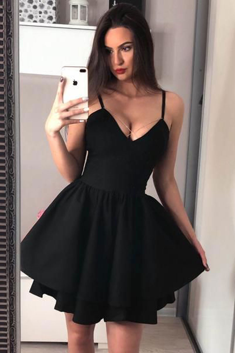Black sweetheart short prom dress, black homecoming dress