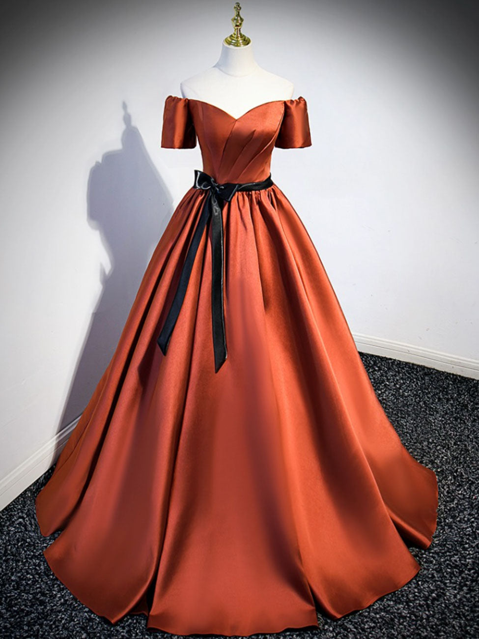 A-Line Satin Orange Long Prom Dresses, Orange Formal Evening Dresses shdress A-Line Satin Orange Long Prom Dresses, Orange Formal Evening Dresses shdress