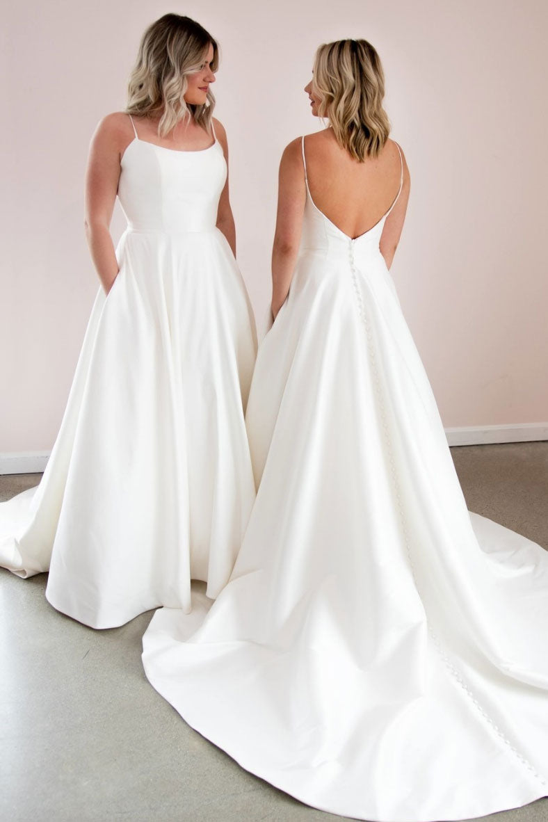 Simple white satin long prom dress white formal dress shdress Simple white satin long prom dress white formal dress shdress