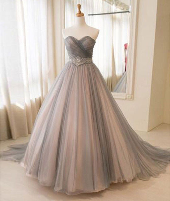 Sweetheart tulle long prom gown, tulle wedding dress - shdress