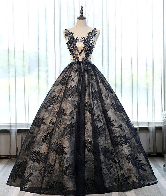 
                  
                    Unique lace round neck lace long prom dress, lace evening dress - shdress
                  
                
