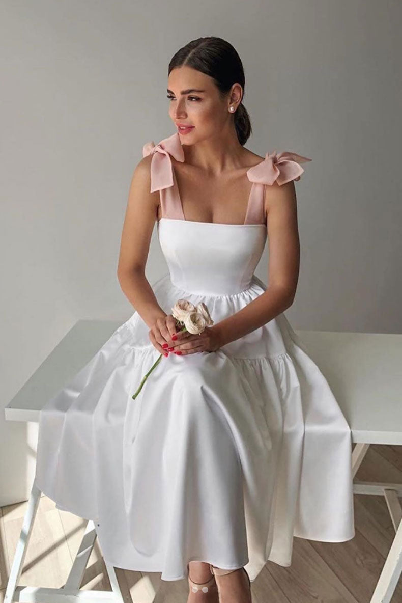 White satin short prom dress white homecoming dress White satin short prom dress white homecoming dress