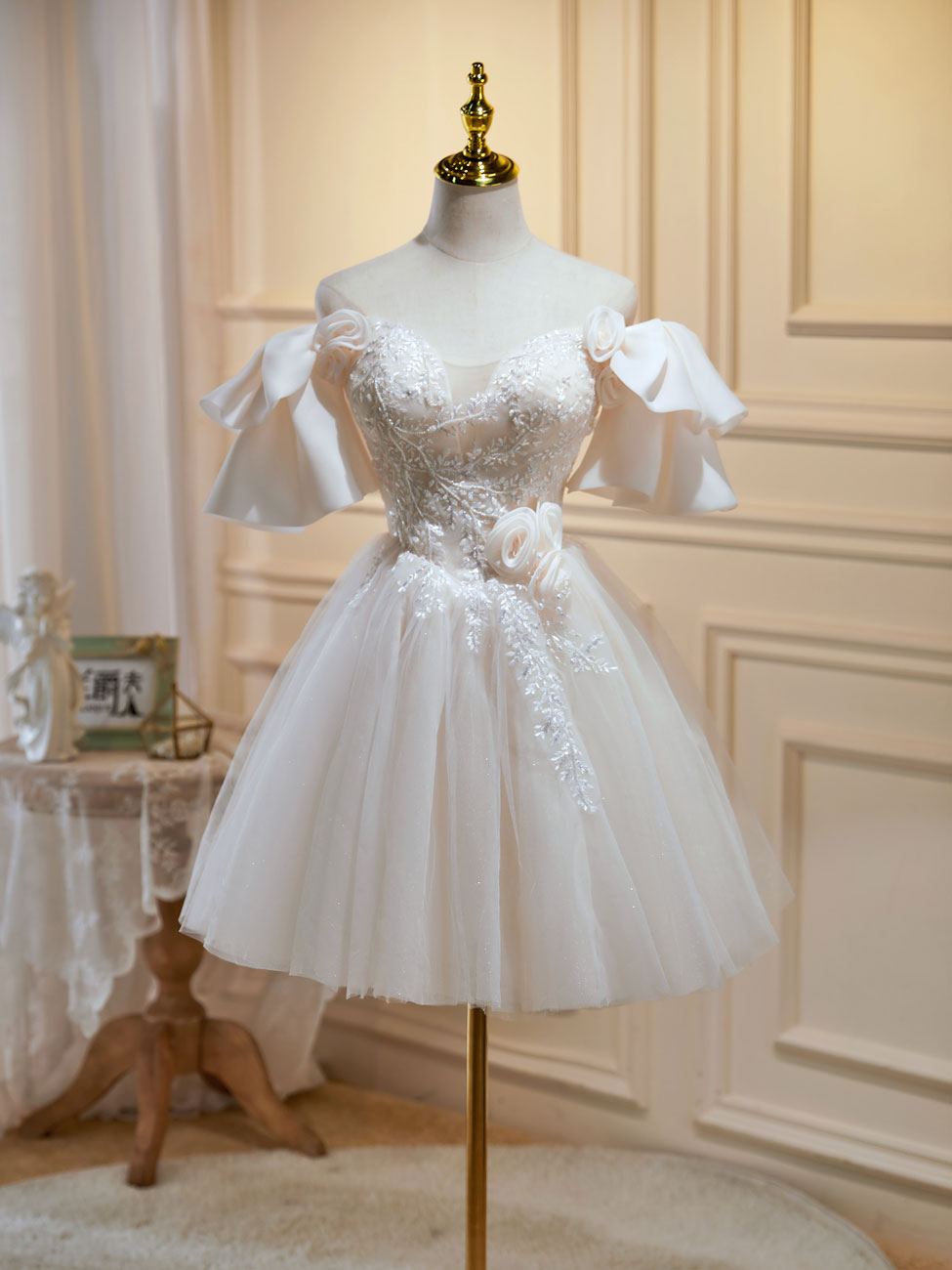 beige hoco dress Strapless A Line Beige Homecoming Dress Short Birthday Dress J10540