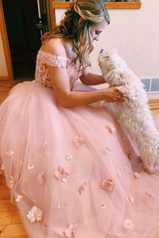 
                  
                    Pink tulle lace long prom dress, pink tulle lace formal dress
                  
                