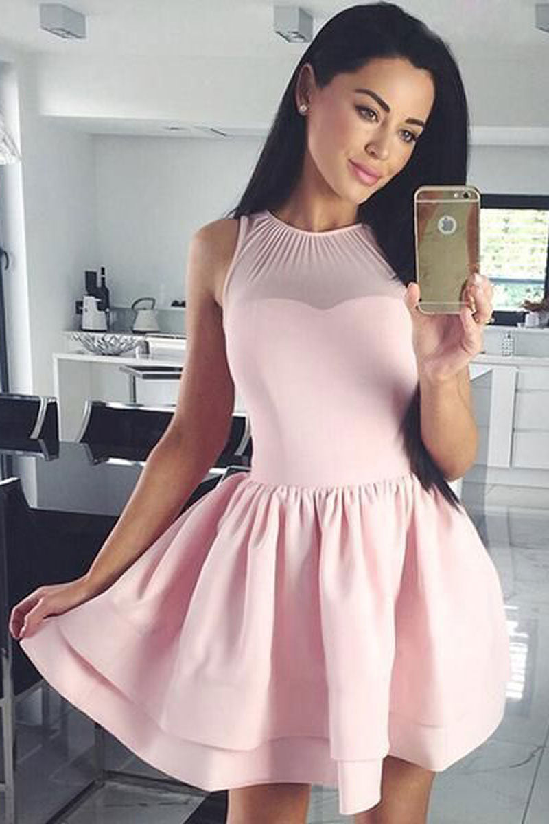 Cute Pink short prom dress, pink homecoming dress