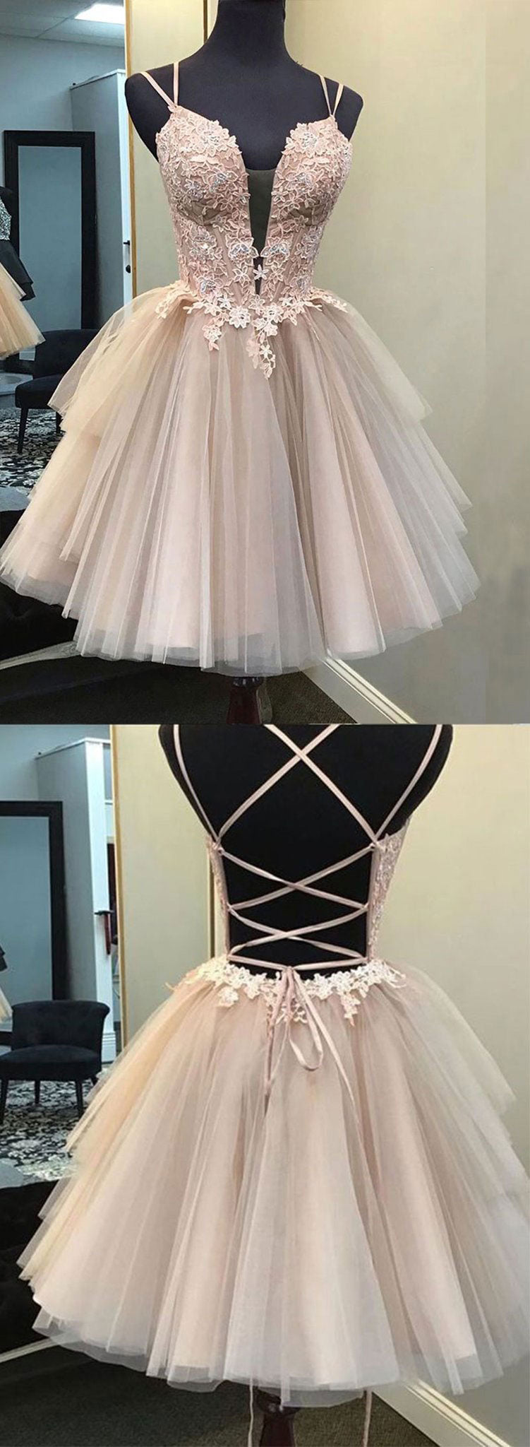 champagne pink homecoming dress champagne homecoming dresses Pink Tulle Short Prom Dresses, A-Line Puffy Tulle Homecoming Dresses US 10 / Pink-parroquiadesanalbertomagno.com