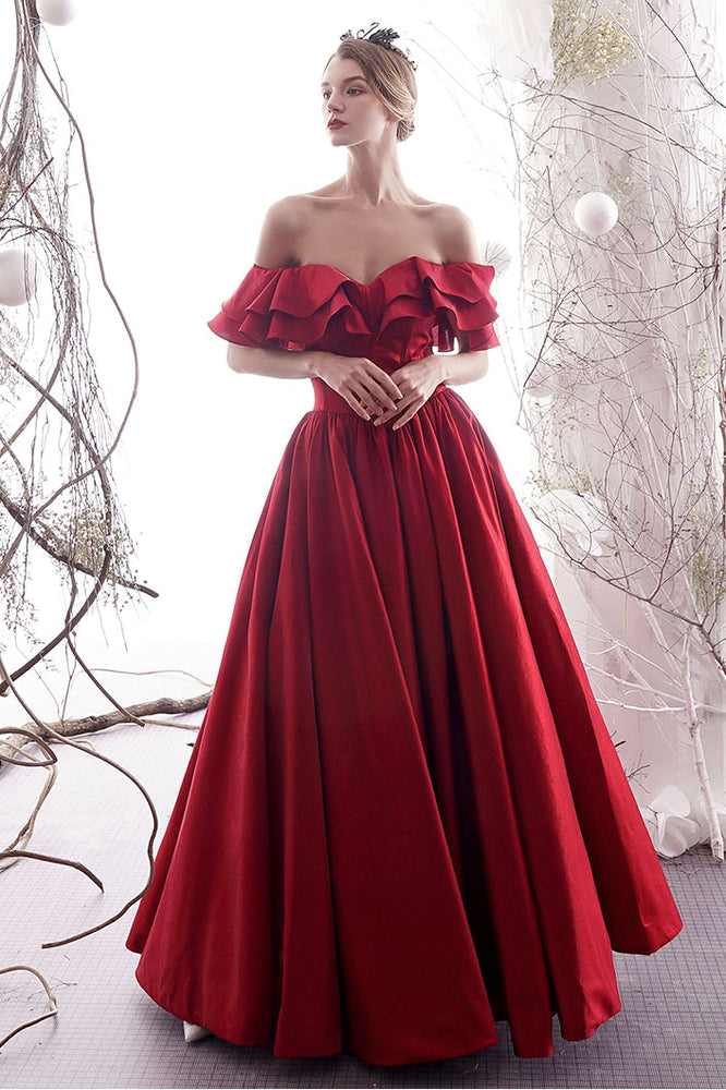 Simple red sweetheart satin long prom dress red bridesmaid dress shdress Simple red sweetheart satin long prom dress red bridesmaid dress shdress