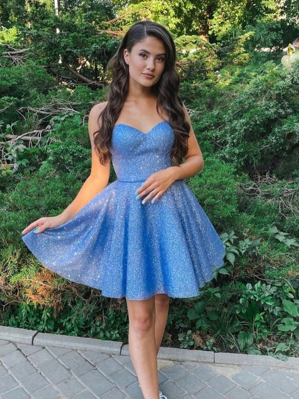 Blue sweetheart neck tulle short prom dress, blue homecoming dress shdress Blue sweetheart neck tulle short prom dress, blue homecoming dress shdress