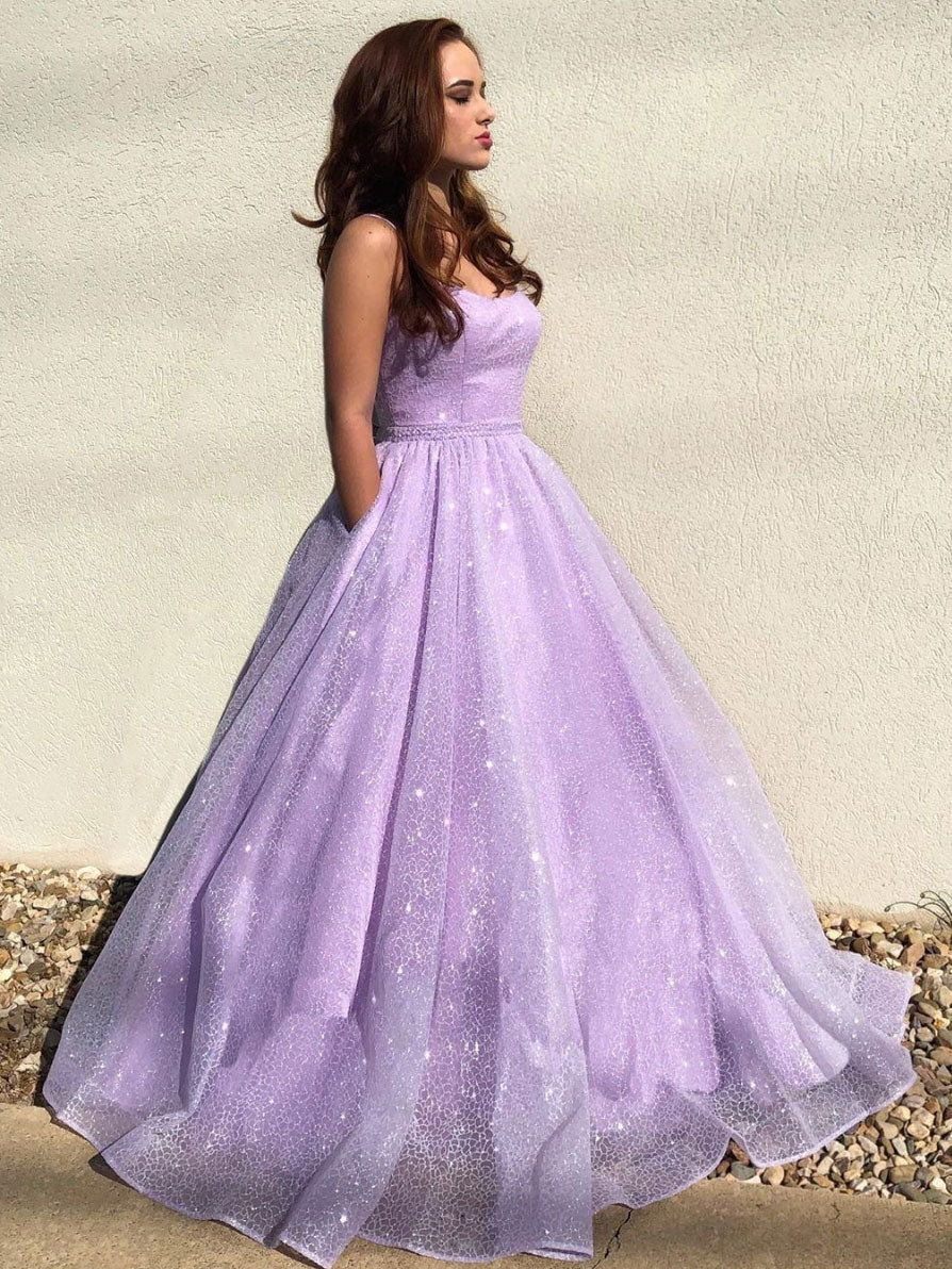 Purple tulle sequin long prom dress, purple tulle evening dress – shdress Purple tulle sequin long prom dress, purple tulle evening dress – shdress
