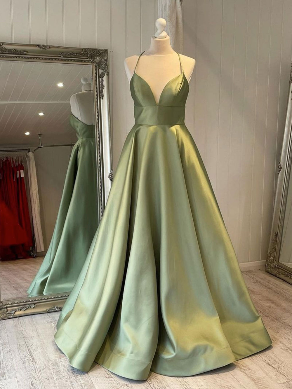 Simple green satin long prom dress, green bridesmaid dress shdress Simple green satin long prom dress, green bridesmaid dress shdress
