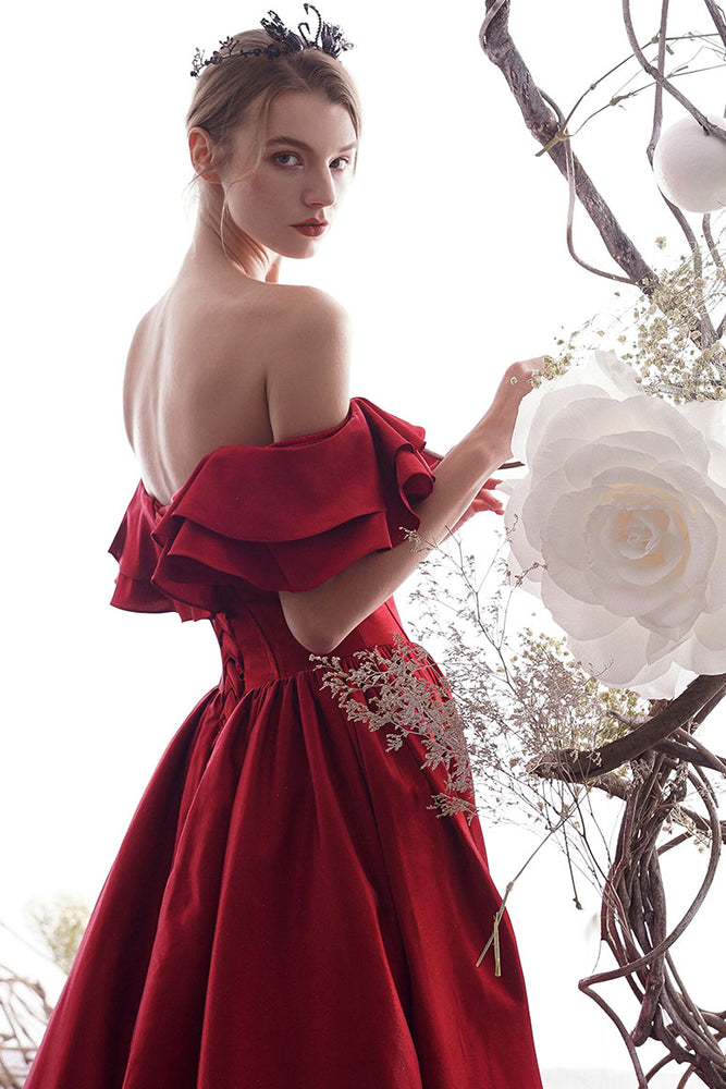 Simple red sweetheart satin long prom dress red bridesmaid dress shdress Simple red sweetheart satin long prom dress red bridesmaid dress shdress