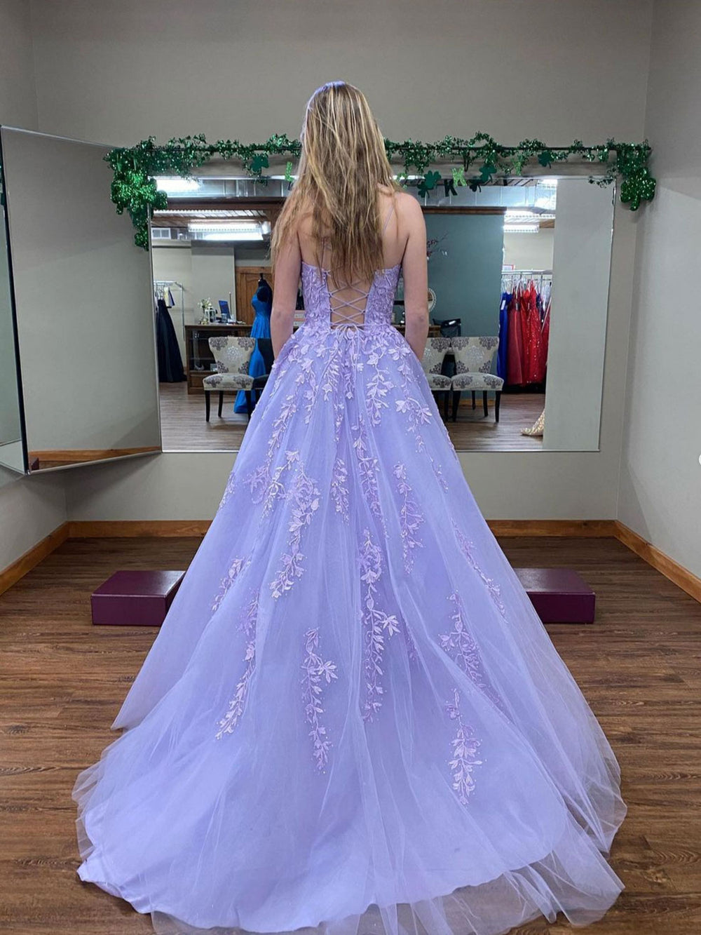 Purple tulle lace long prom dress, purple lace evening dress shdress Purple tulle lace long prom dress, purple lace evening dress shdress