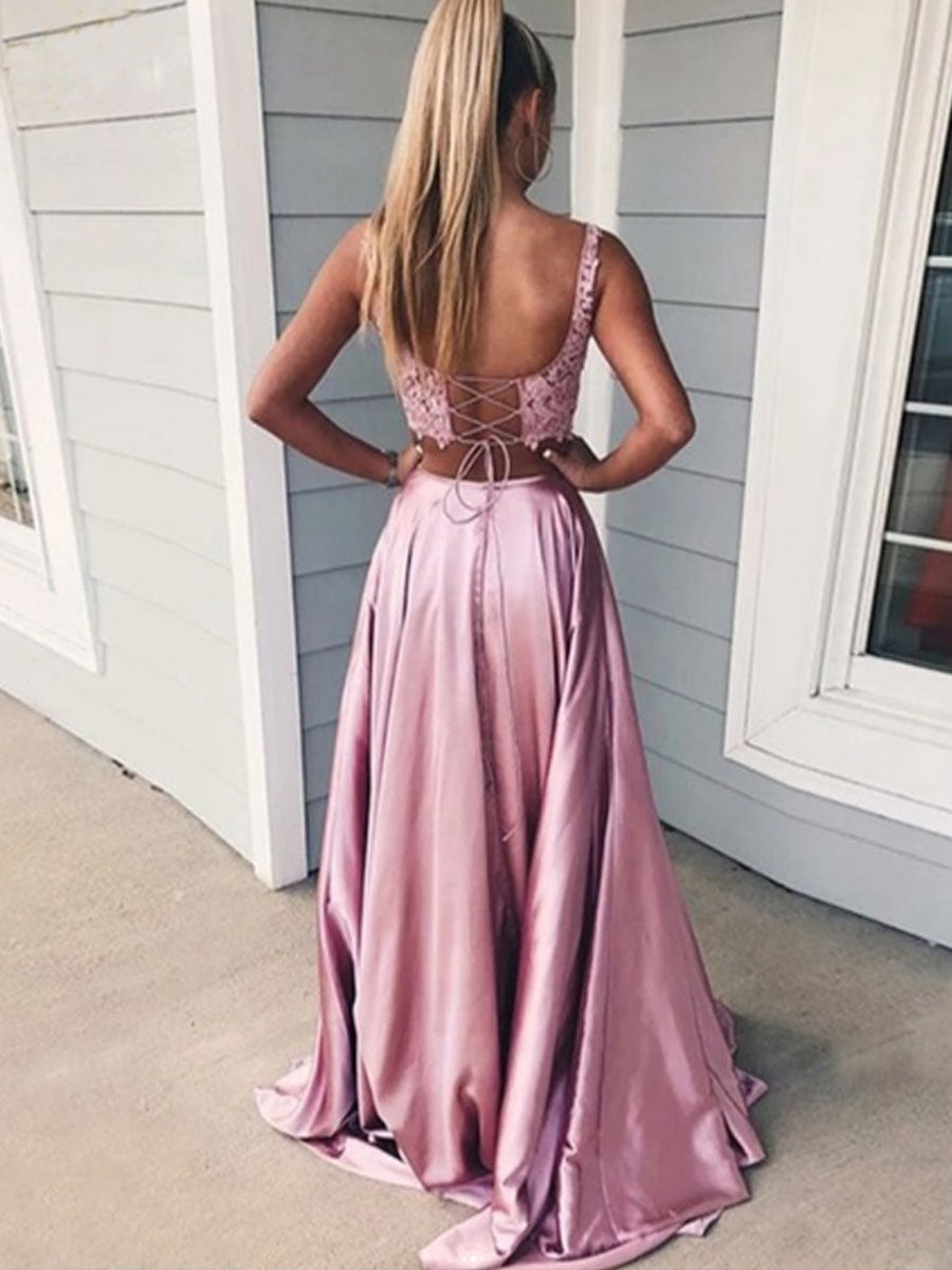 prom dresses lace two piece knee length dresses for ladies Two Pieces Long Sleeves Lace Black Prom Dresses, Two Pieces Black