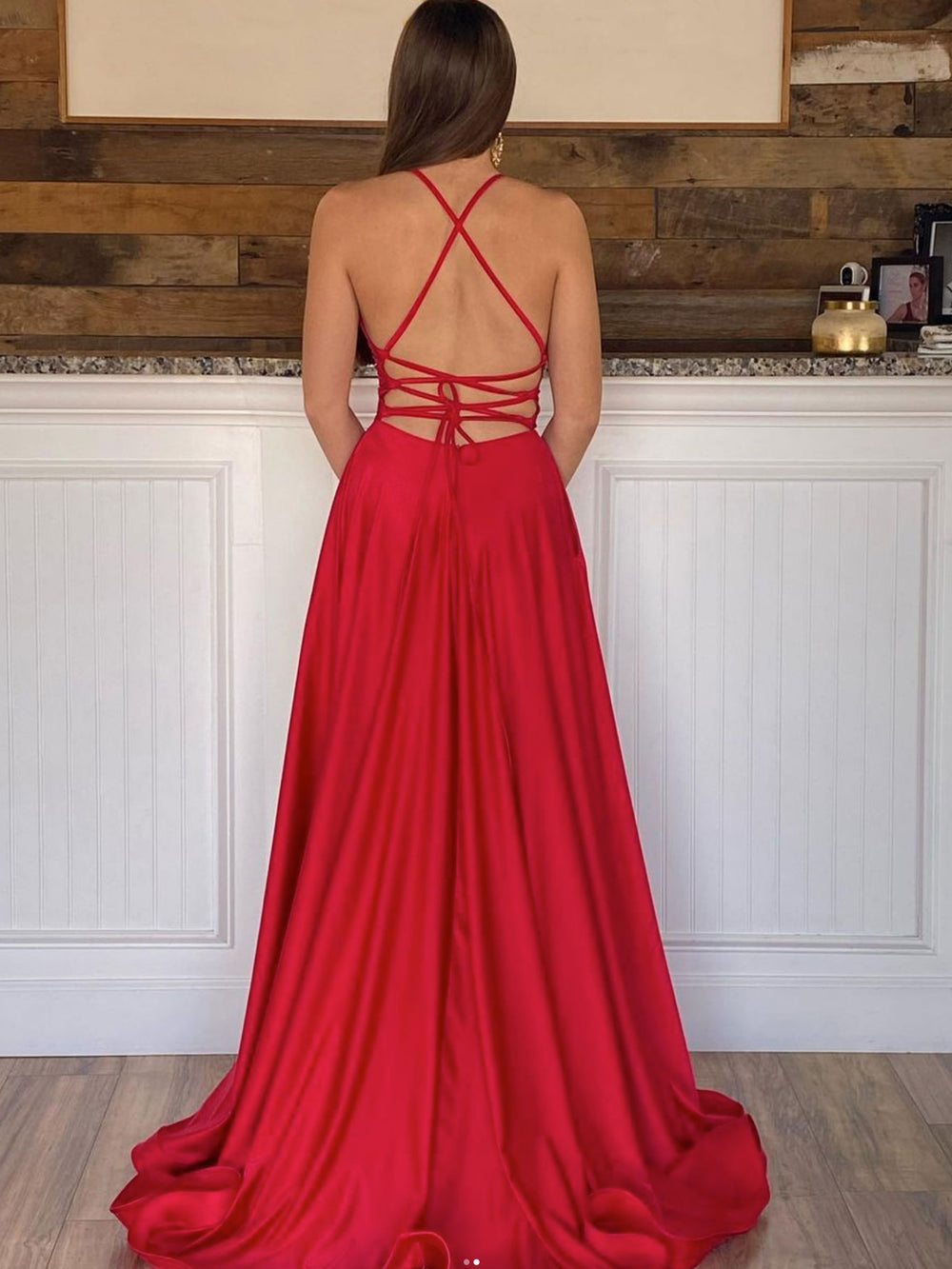 Simple red satin long prom dress, red evening dress – shdress Simple red satin long prom dress, red evening dress – shdress