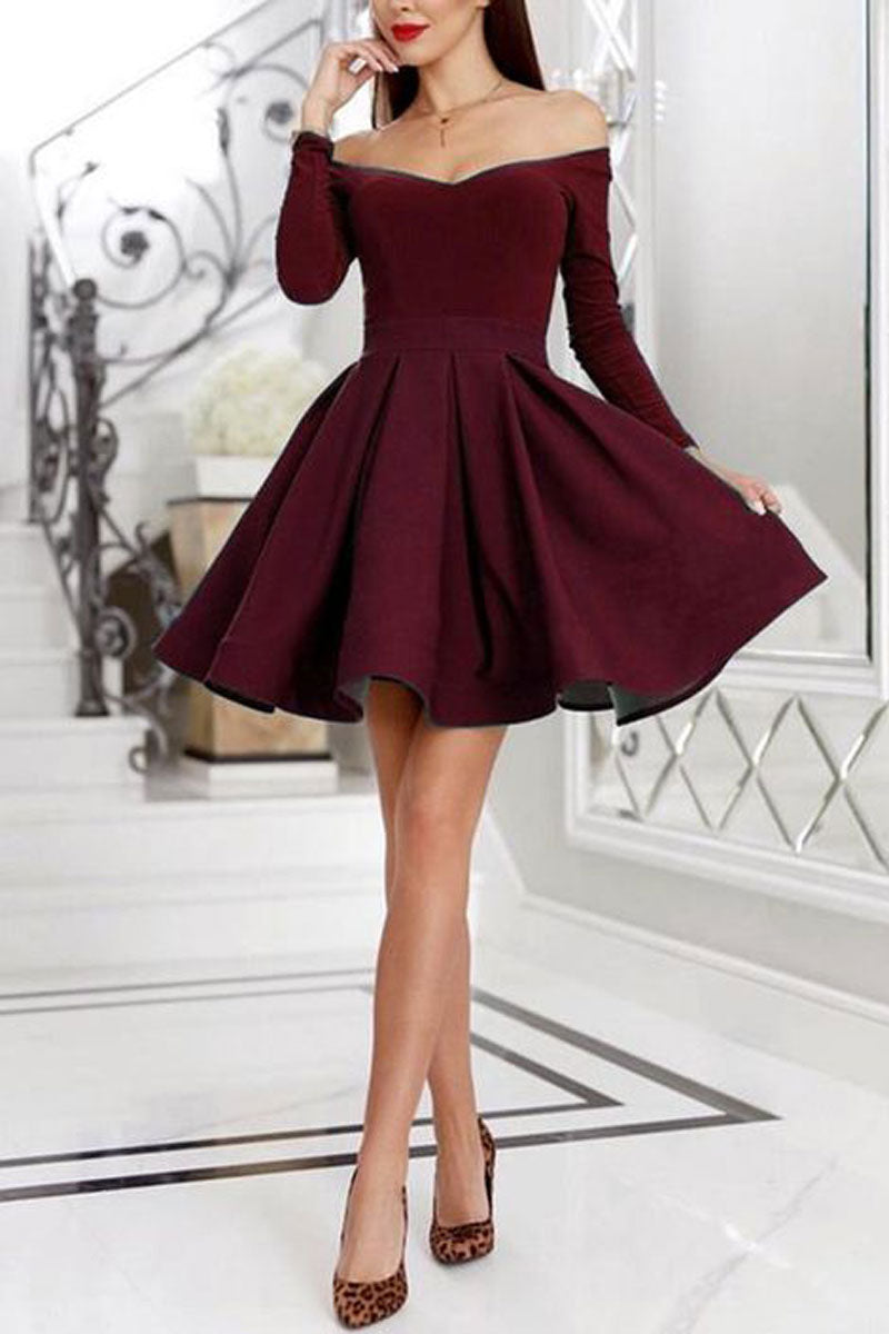 Burgundy satin short prom dress, burgundy homecoming dress