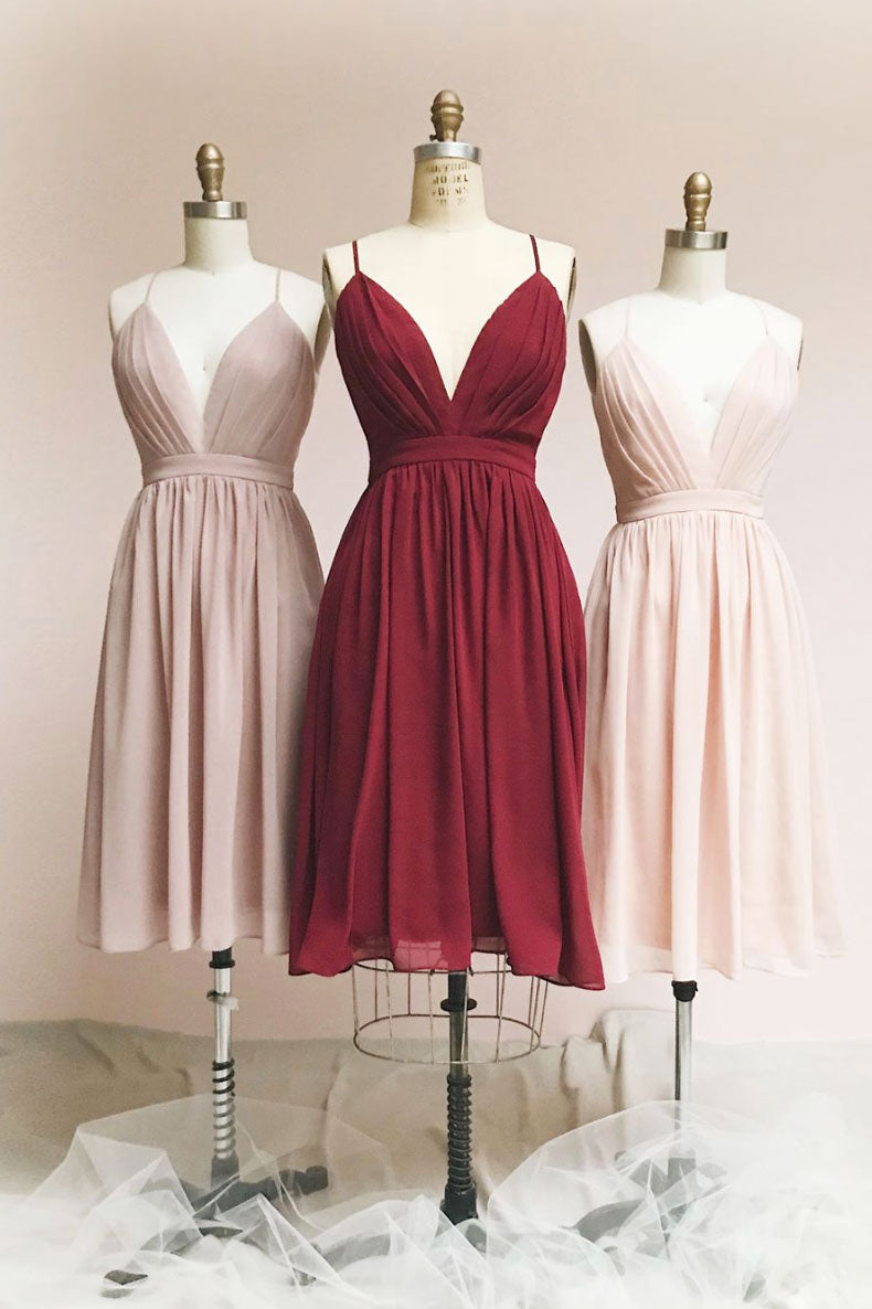Simple v neck chiffon short prom dress short bridesmaid dress shdress Simple v neck chiffon short prom dress short bridesmaid dress shdress