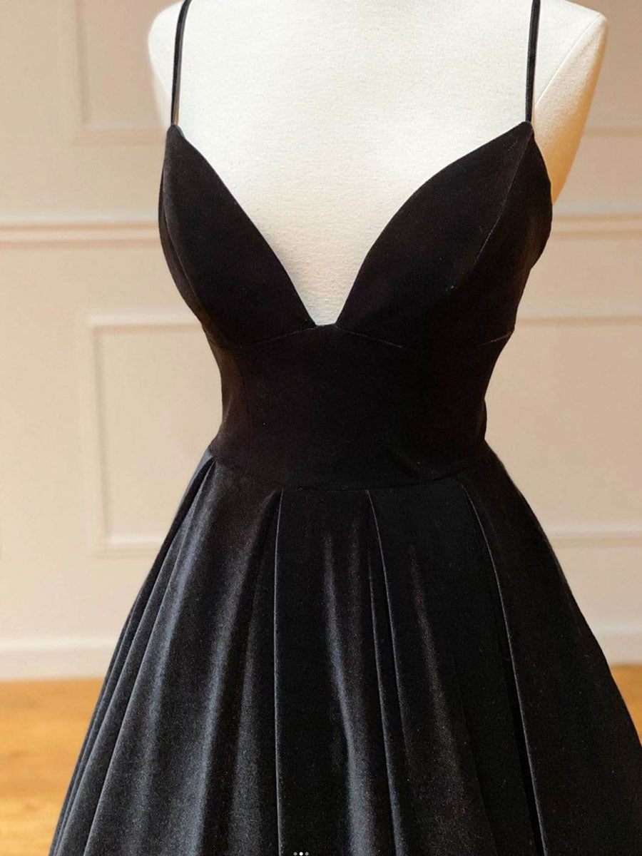 Simple Black velvet long prom dress, black evening dress shdress Simple Black velvet long prom dress, black evening dress shdress