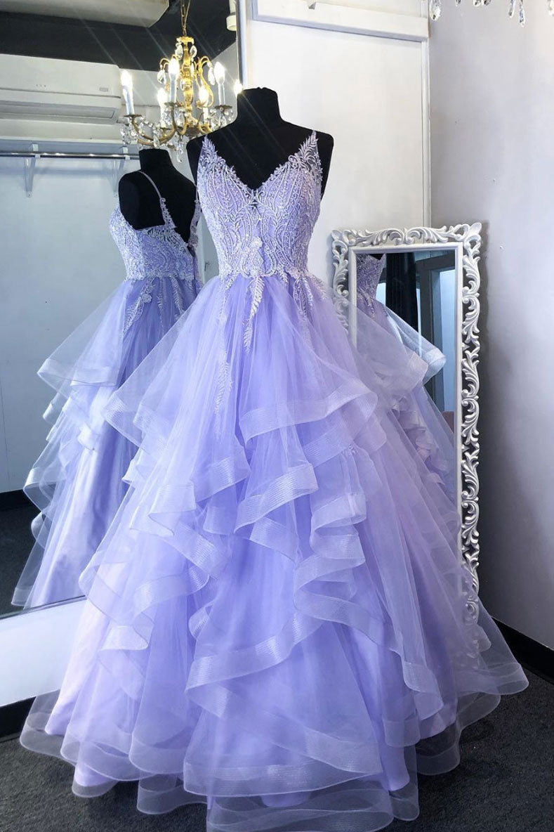Purpler v neck tulle lace beads long prom dress tulle formal dress shdress Purpler v neck tulle lace beads long prom dress tulle formal dress shdress