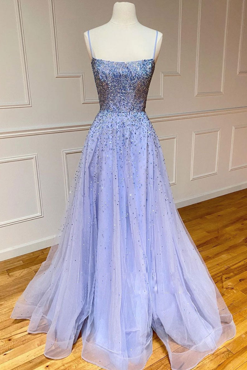 Purple tulle sequin long prom dress tulle formal dress shdress Purple tulle sequin long prom dress tulle formal dress shdress