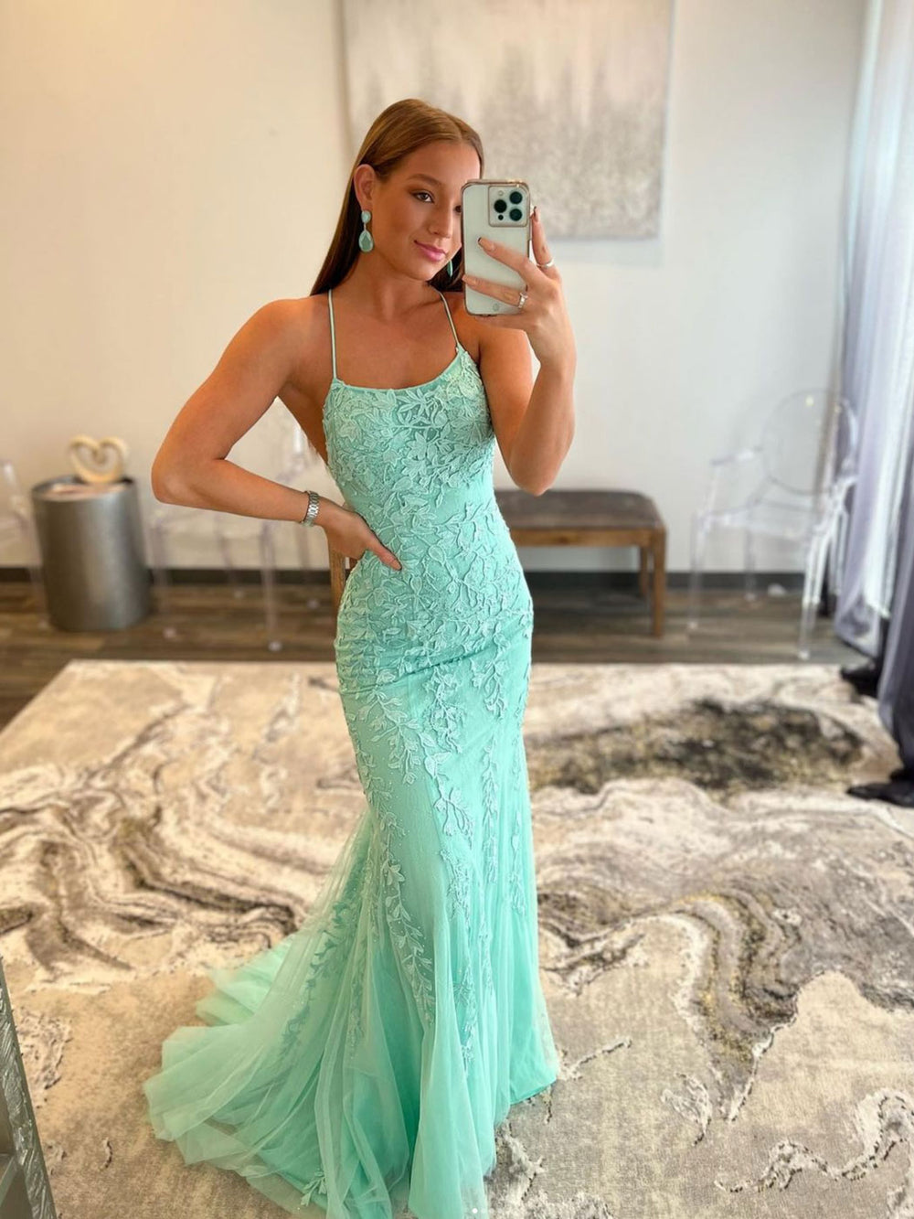 Green tulle lace mermaid long prom dress, green tulle formal dress shdress Green tulle lace mermaid long prom dress, green tulle formal dress shdress