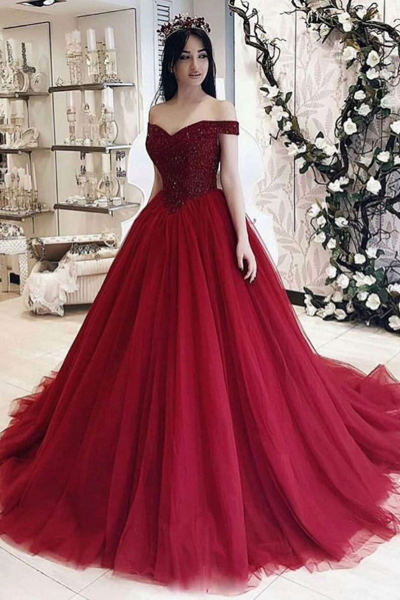 Burgundy sweetheart tulle long prom dress, burgundy evening dress shdress Burgundy sweetheart tulle long prom dress, burgundy evening dress shdress