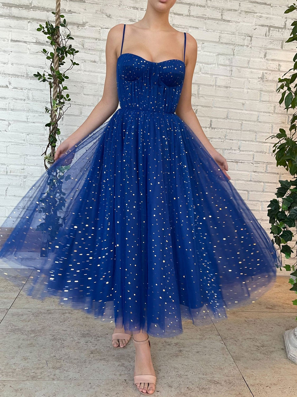 tea length prom dresses Blue tulle tea length prom dress, blue tulle bridesmaid dress – shdress