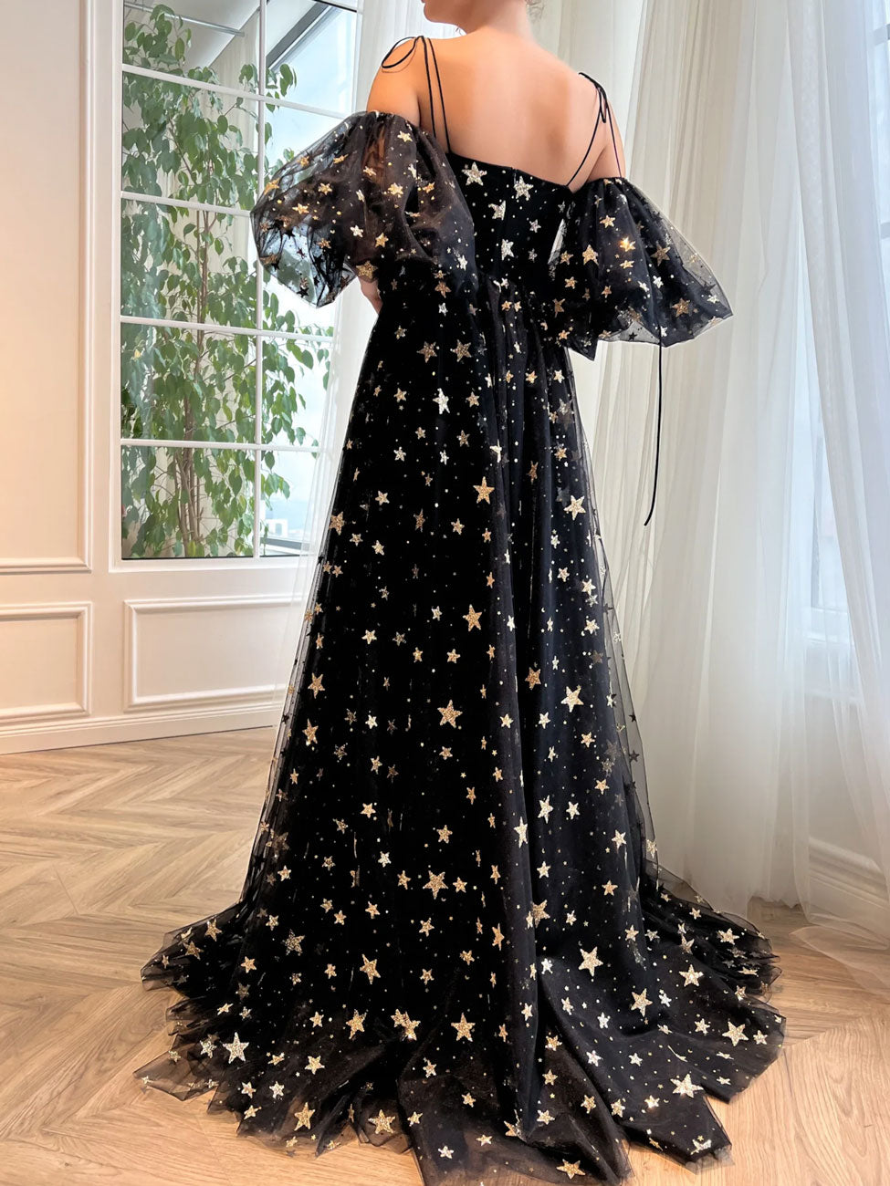 A-Line Tulle Black Long Prom Dress, Black Tulle Formal Evening Dress shdress A-Line Tulle Black Long Prom Dress, Black Tulle Formal Evening Dress shdress