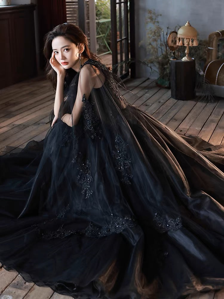 Sweetheart Neck Black Burgundy Blue Long Lace Prom Dresses, Black