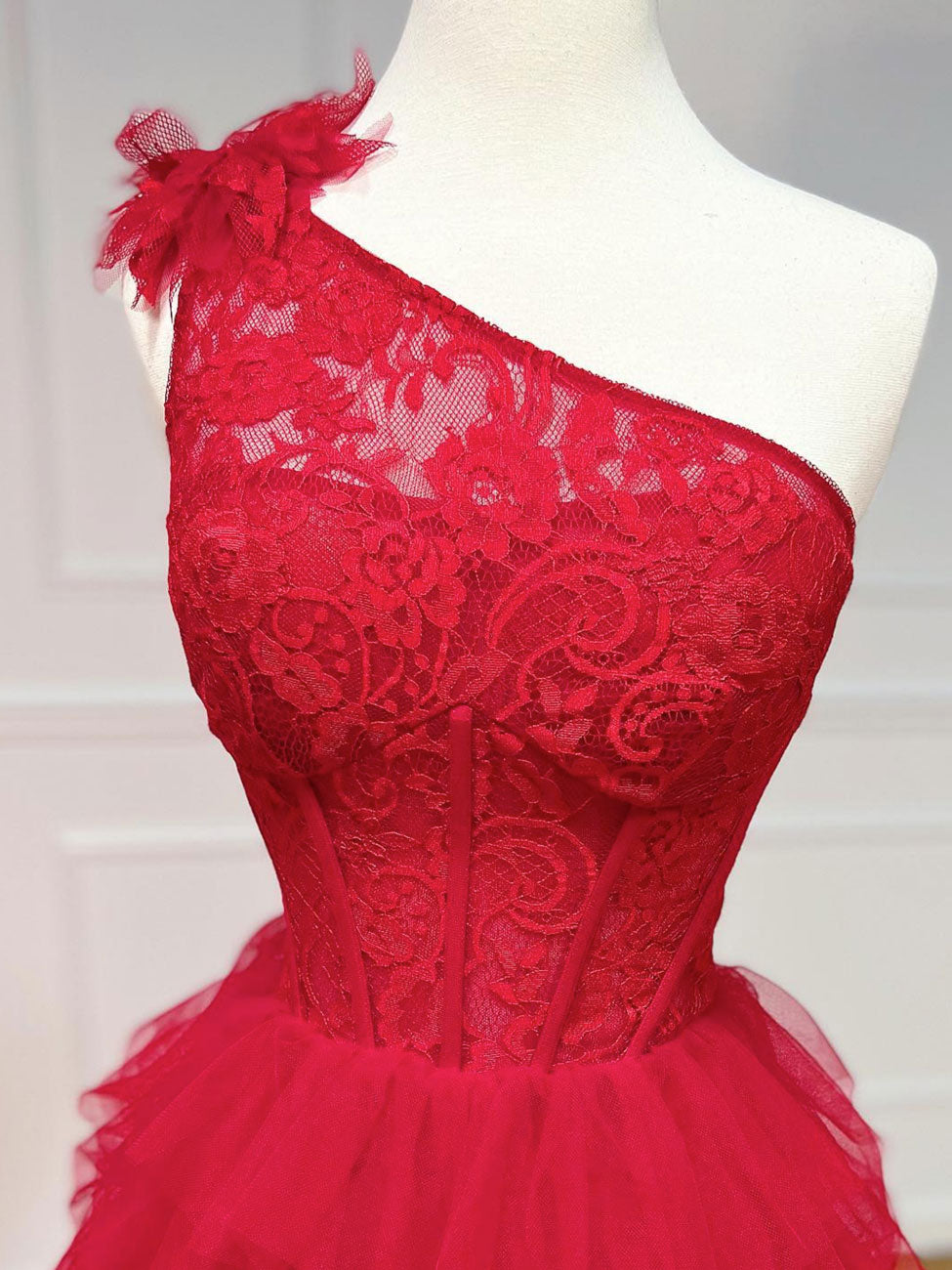 One Shoulder A-Line Tulle Burgundy Long Prom Dress, Burgundy Graduatio shdress One Shoulder A-Line Tulle Burgundy Long Prom Dress, Burgundy Graduatio shdress