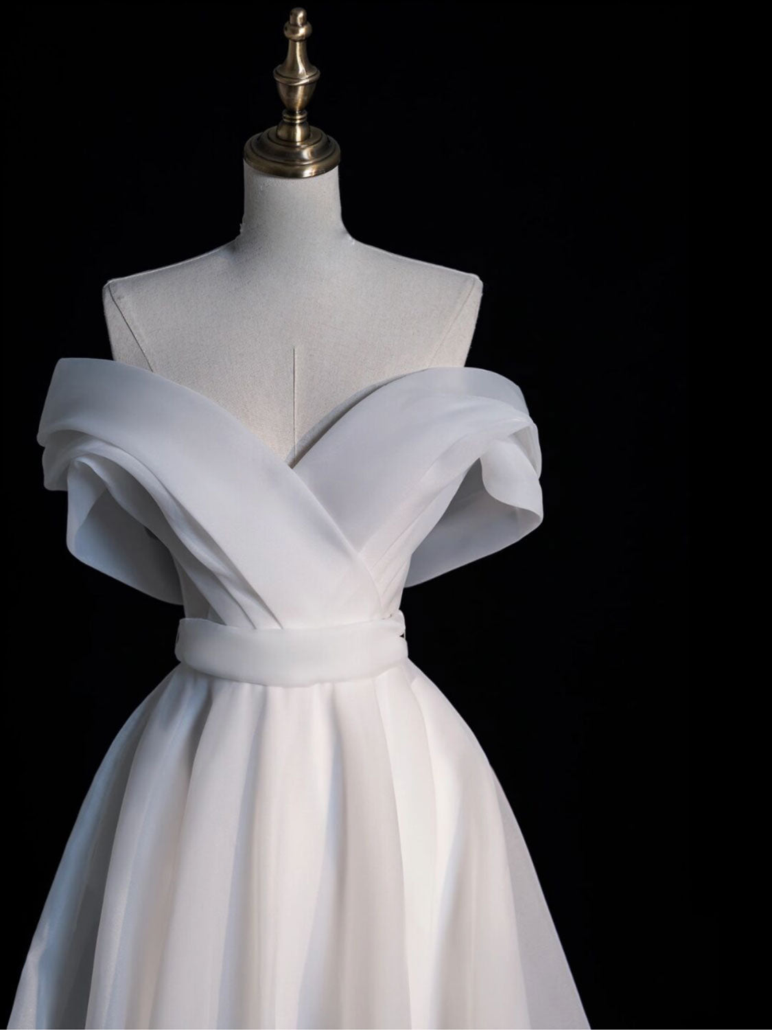
                  
                    White Organza Long Prom Dresses, White Long Evening Dress
                  
                