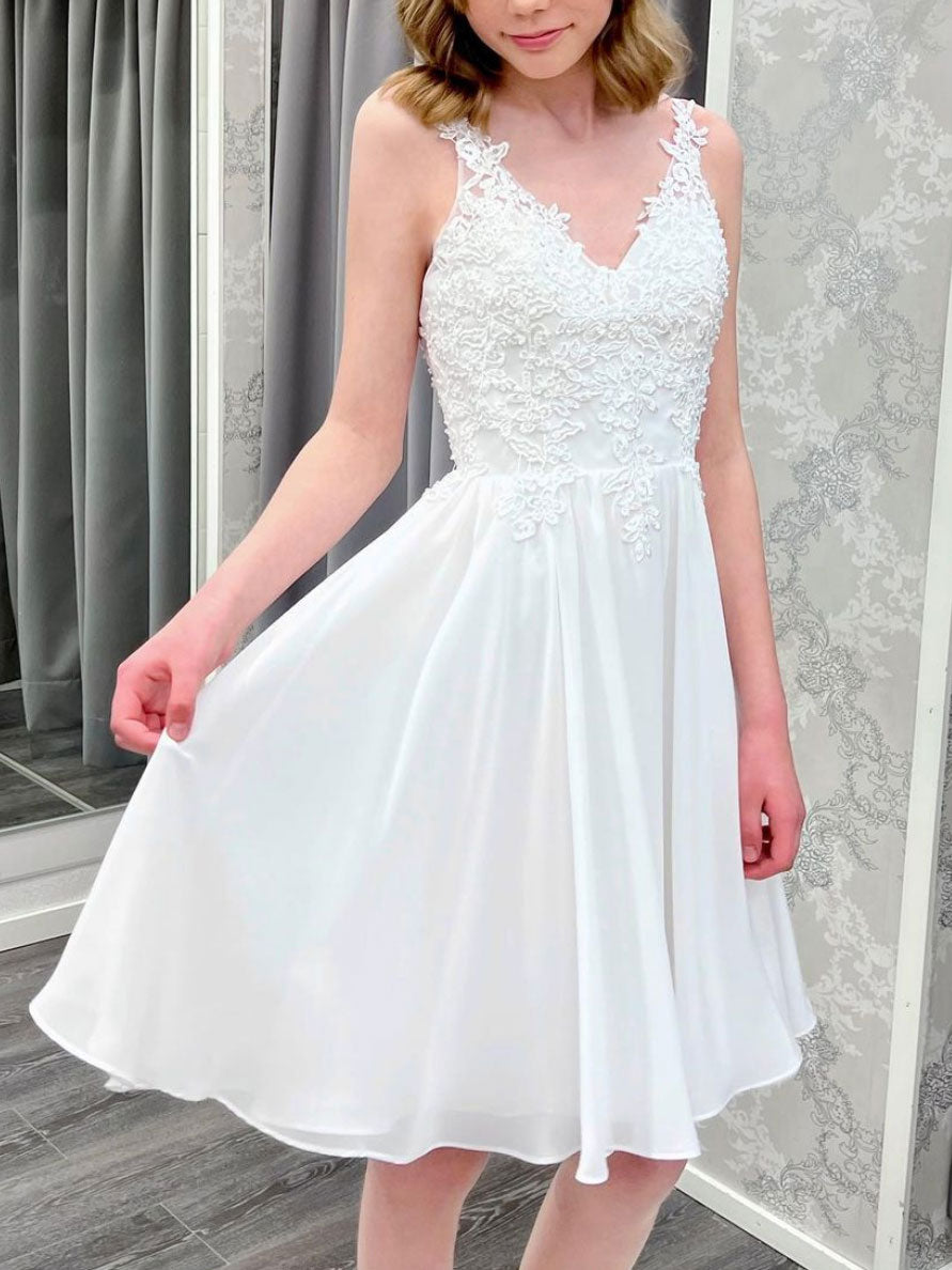 White chiffon lace short prom dress, whit homecoming dress shdress White chiffon lace short prom dress, whit homecoming dress shdress