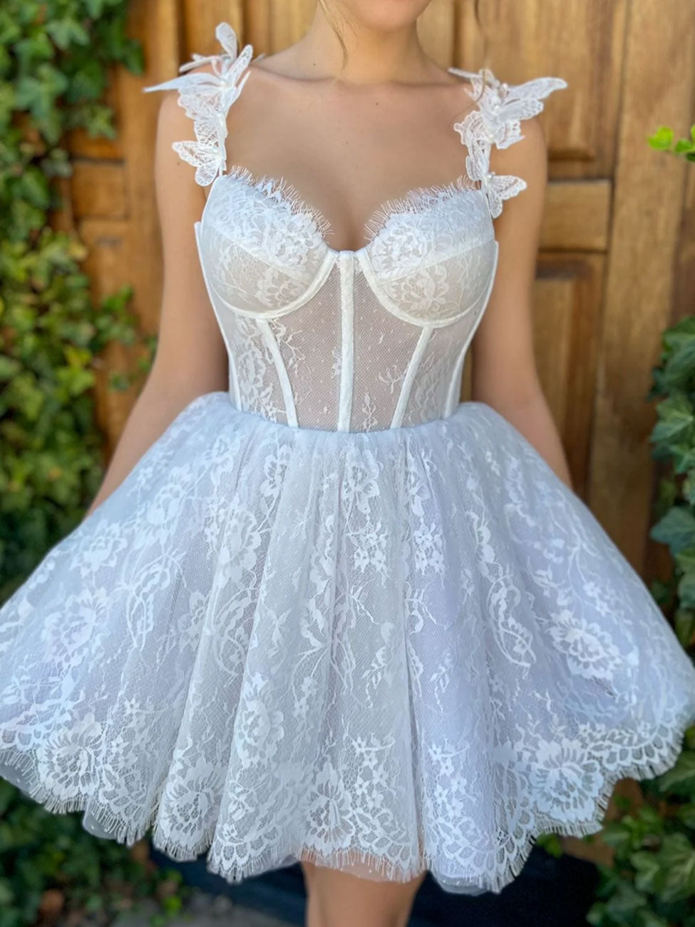 White Lace Mini/Short Prom Dresses, White Lace Homecoming Dresses – shdress White Lace Mini/Short Prom Dresses, White Lace Homecoming Dresses – shdress