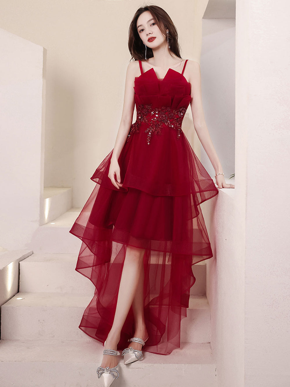 Burgundy High Low Prom Dresses, Burgundy Homecoming Dress shdress Burgundy High Low Prom Dresses, Burgundy Homecoming Dress shdress