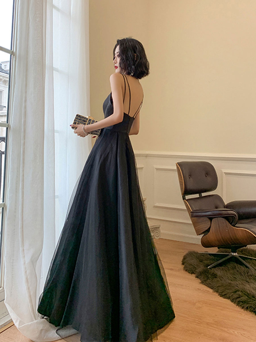 Black sweetheart neck long prom dress, backless tulle black party dres shdress Black sweetheart neck long prom dress, backless tulle black party dres shdress