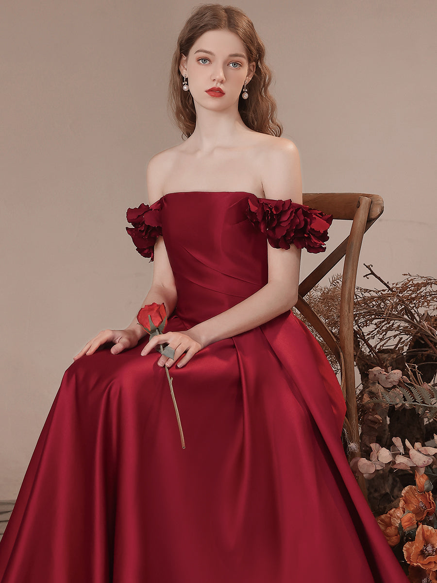 A-Line Burgundy Satin Long Prom Dresses, Burgundy Formal Evening Dress shdress A-Line Burgundy Satin Long Prom Dresses, Burgundy Formal Evening Dress shdress