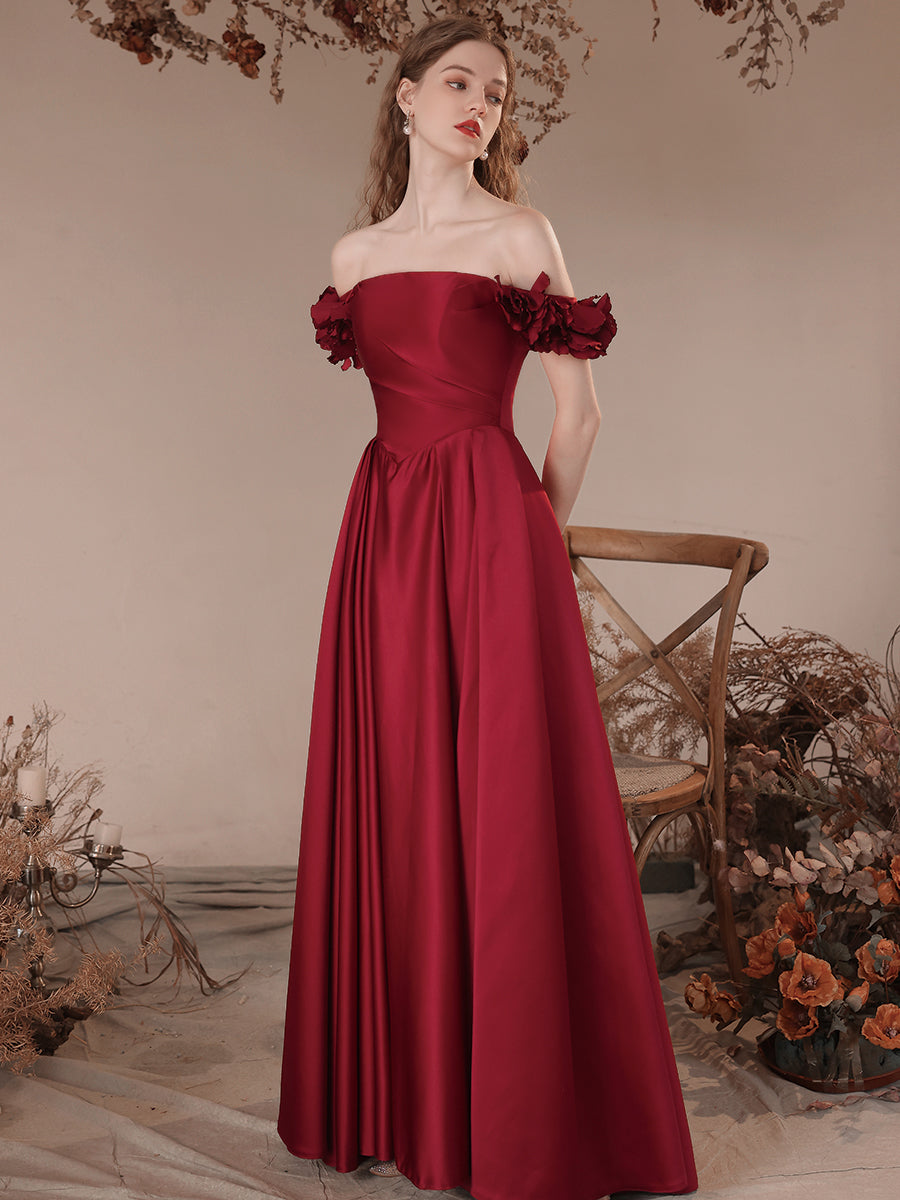 A-Line Burgundy Satin Long Prom Dresses, Burgundy Formal Evening Dress shdress A-Line Burgundy Satin Long Prom Dresses, Burgundy Formal Evening Dress shdress