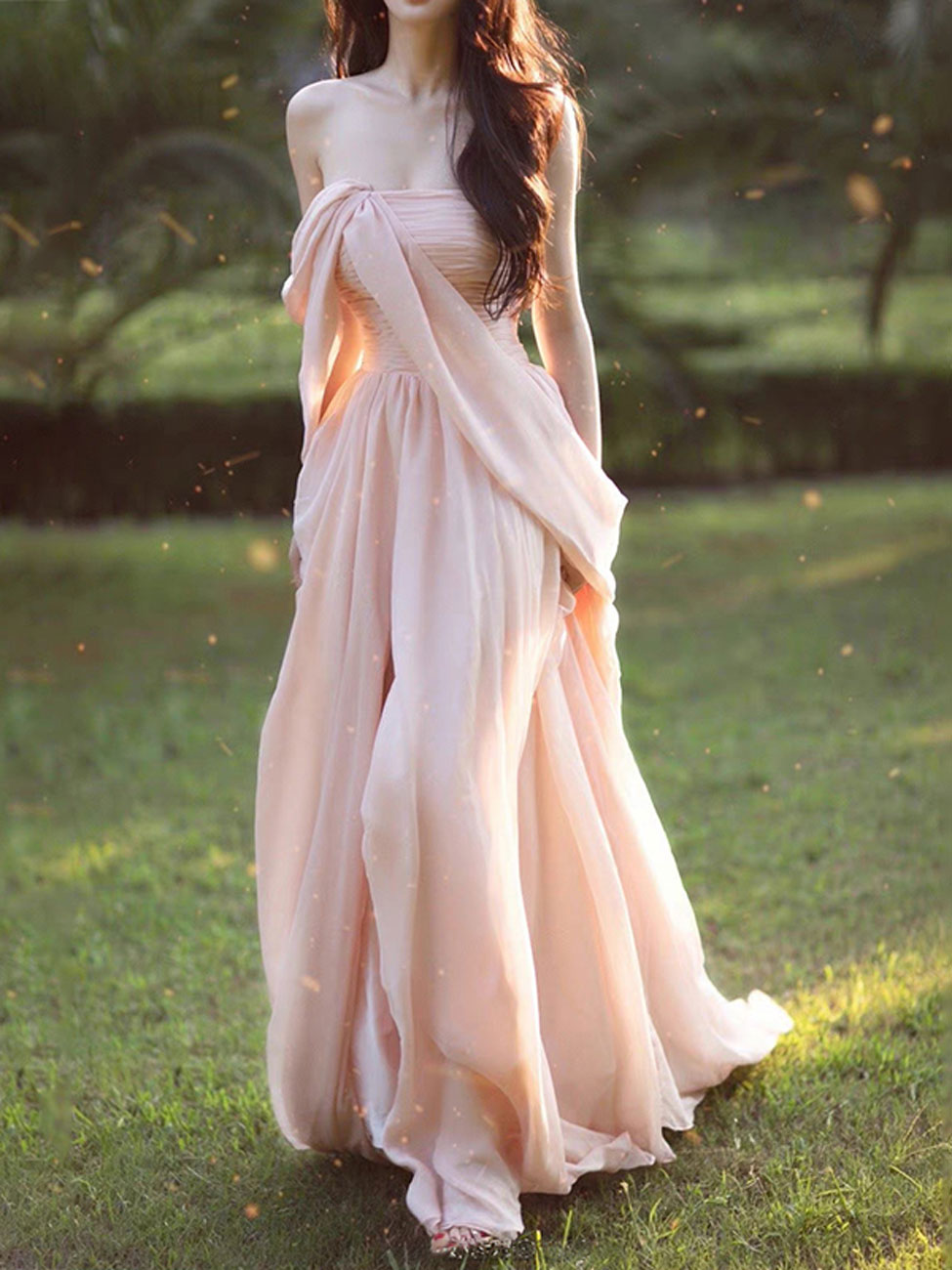 Pink Chiffon Long Prom Dresses, Pink Formal Evening Party Dress shdress Pink Chiffon Long Prom Dresses, Pink Formal Evening Party Dress shdress