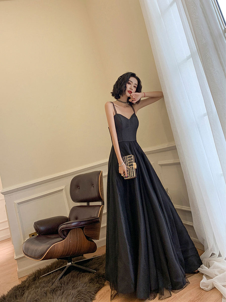 Black sweetheart neck long prom dress, backless tulle black party dres shdress Black sweetheart neck long prom dress, backless tulle black party dres shdress