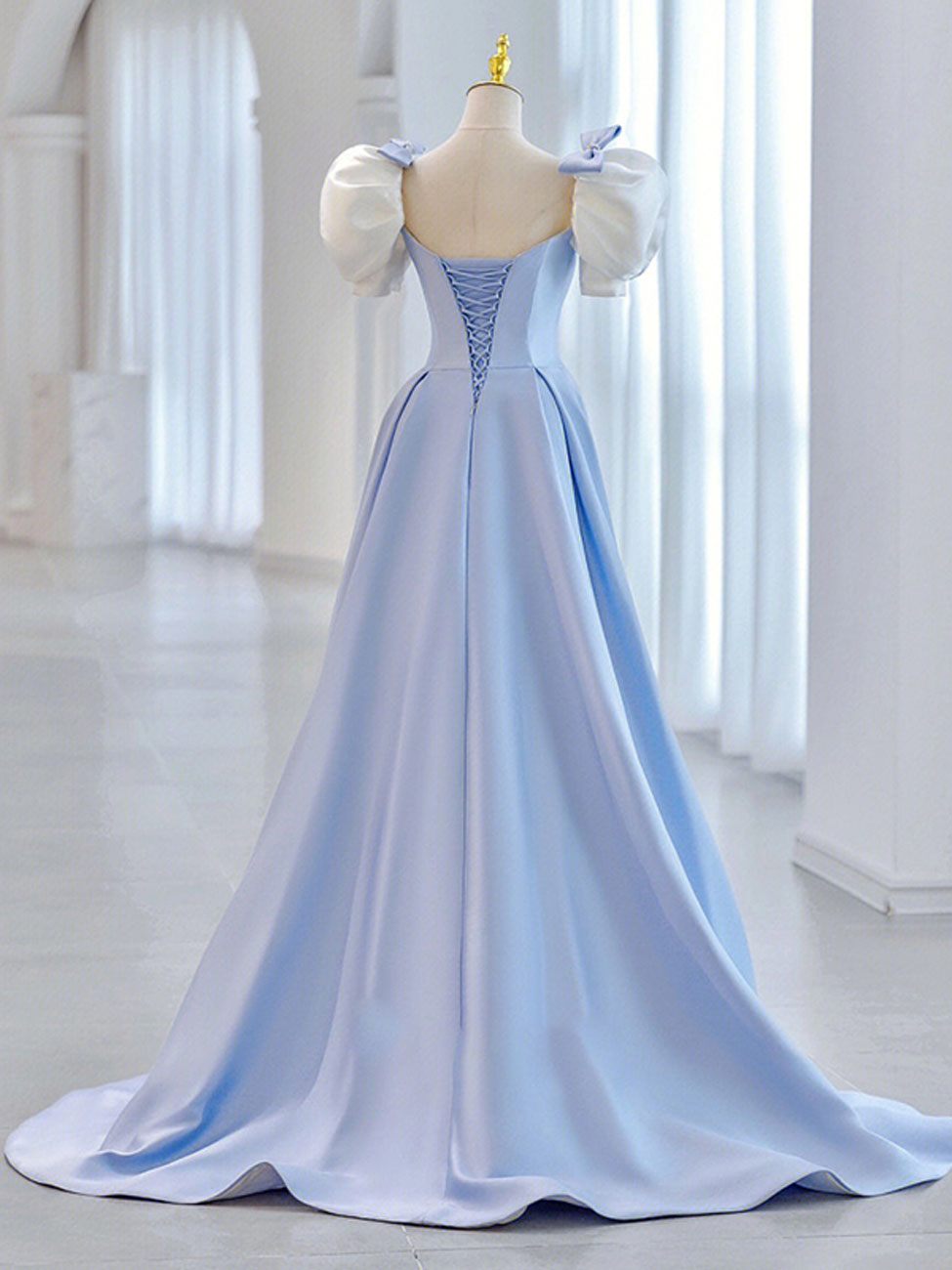 Blue Satin Long Prom Dresses, Blue Formal Graduation Dresses shdress Blue Satin Long Prom Dresses, Blue Formal Graduation Dresses shdress