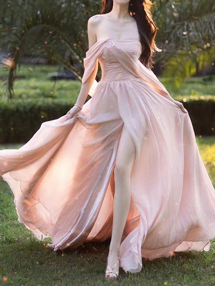 Pink Chiffon Long Prom Dresses, Pink Formal Evening Party Dress shdress Pink Chiffon Long Prom Dresses, Pink Formal Evening Party Dress shdress
